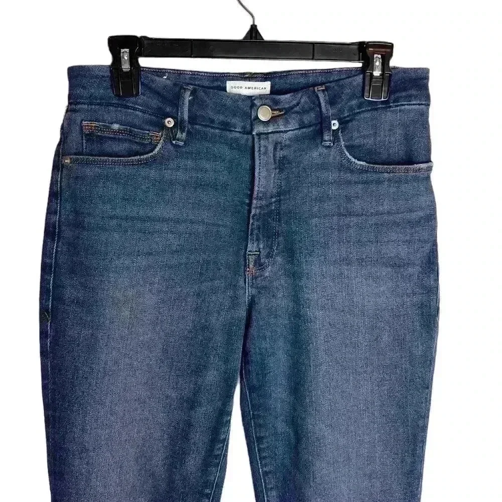 GOOD American Good Straight Legs Raw Hem High Waist Jeans Size 4/27 - Picture 3 of 10